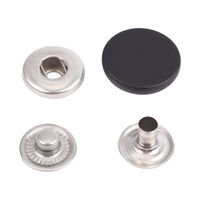 Кнопка "монетка" L-12 Soft-touch цв черный нерж медицинская сталь 15мм + никель3 части 12,5мм(уп ок.1440шт) Tal's